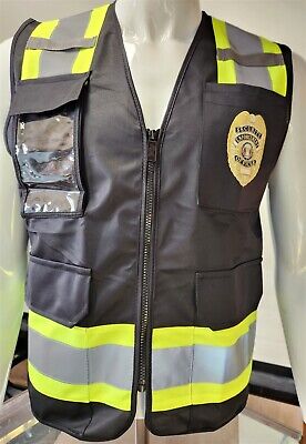 HI-VISIBILITY  Black Security Safety Vest With 4 Front Pocket/ SECURITY VEST • 15.99$