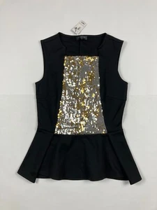Women's The Limited Blouse Shirt Top Sleeveless Petite Size XXS Black Sequin #34 - Picture 1 of 3