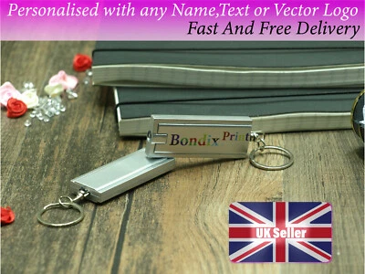 Personalised silver torch keyring any name logo text photo brand perfect gift da - Image 1 of 4