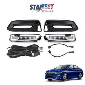 Kit de luces antiniebla LED blancas DRL con bisel + cableado para Honda Accord 2018-2020 sedán - Imagen 1 de 12