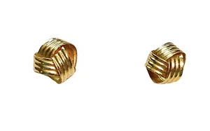 14k Yellow Gold Petite Love Knot Earrings Designer Style Stud - Picture 1 of 8