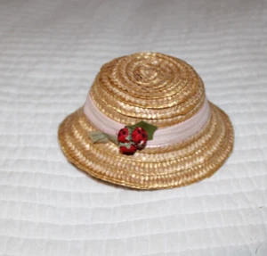 VINTAGE 1950'S STRAW WICKER DOLL HAT 10" HEAD CIRCUMFERENCE - Picture 1 of 4