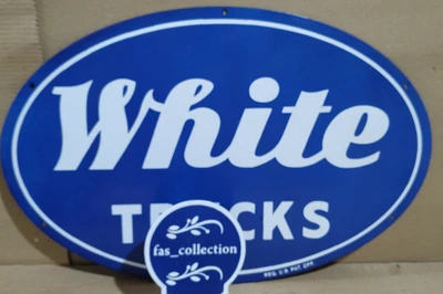 White Trucks Porcelain Enamel Sign  24 x 16 Inches 2 Sided - Image 1 of 4