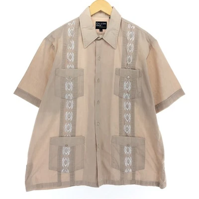 Б/у мексиканская/кубинская рубашка с короткими рукавами FALCON BAY размер L мужская - Изображение 1 из 4