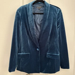 Blazer de terciopelo INC para dama - Macy’s nuevo con etiquetas talla grande verde azulado - Imagen 1 de 2