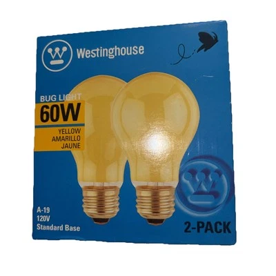 2-Pack Yellow Bug Light Bulbs 60W Watt A19 Westinghouse  - Image 1 of 2