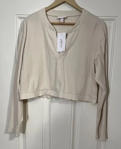Blusa corta ajustada Ingrid & Isabel beige manga larga talla XXL - Imagen 1 de 6