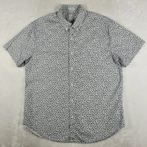 J. Crew Short Sleeve Button Down Shirt Men's Large White Floral Secret Wash - Picture 1 of 7