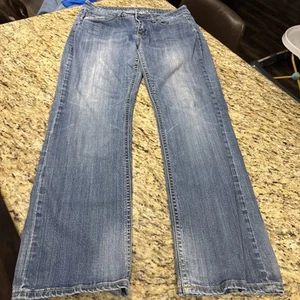 Jeans de toba vaquera 33x33 lavado mediano tiro medio corte bota puntada gruesa bigote tachuela - Imagen 1 de 10