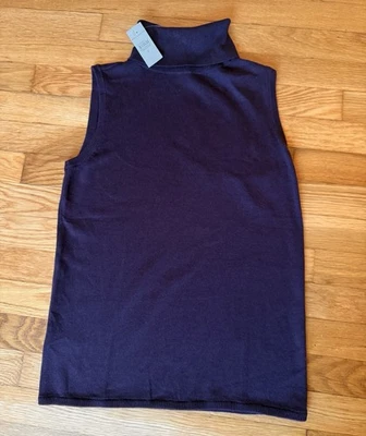 Nuevo con etiquetas Suéter Ann Taylor Sin Mangas Cuello Alto Concha Púrpura Profundo Talla Pequeña Foto 1 de 4