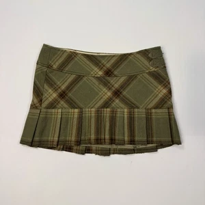 Minifalda vintage de mezcla de lana a cuadros Abercrombie & Fitch para mujer talla 4 verde Y2K - Imagen 1 de 7
