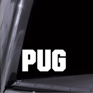2- Pug Stickers "PUG" 2- Pug Vinyl Decals perfect for Car Window, laptop, etc - Picture 1 of 4