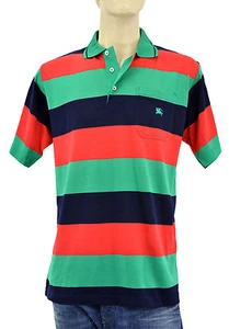 $195 BURBERRY London Green Red Blue 100% Cotton Men's Polo Shirt S - Picture 1 of 4