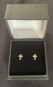 BNIB - Small Crystal Cross Earrings - Picture 1 of 4
