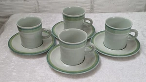 Set Of 4 JC J. C. Penney Sea Green Coffee Cups & Saucers Vintage 1970s - Picture 1 of 8
