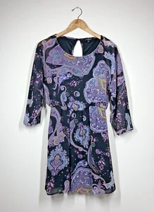 Express Damen Minikleid Paisley Print Blouson gefüttert Gr. S Boho Chiffon Festival - Bild 1 von 9