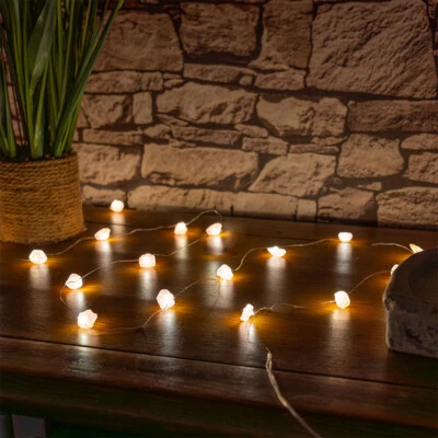 Natural Crystal String Fairy Lights Raw Stone Healing Mood Light Quartz Amethyst - Image 1 of 4