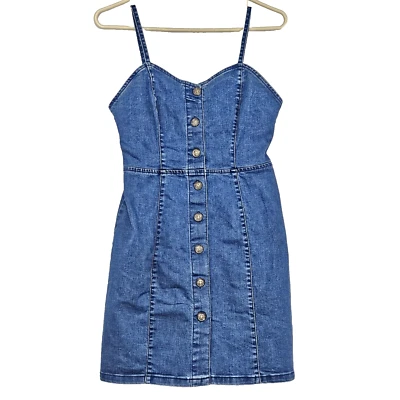 Denim CO. Jumper Overall Short Dress Women's Size 4 Blue Denim Button Front - Image 1 of 4