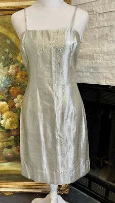 Vintage Johnnye Silver Metalic Thread Mini Mod Dress Size 8 60s Mod  - Image 1 of 4
