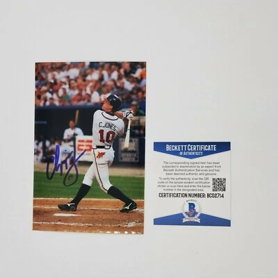Chipper Jones Signed Photo Atlanta Braves 4X6 Beckett COA  - Image 1 of 4