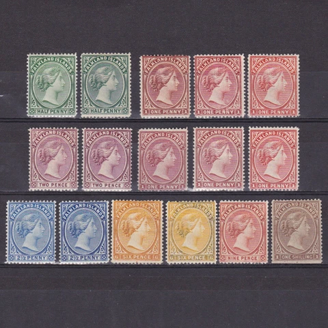 FALKLAND ISLANDS 1891, SG# 15-38, CV £800, Shades, Part set, MH/No gum Cover