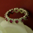 2Ct Heart Cut Simulated Ruby Diamond Eternity Wedding Ring 14K White Gold Plated