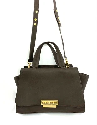 Bolso Bandolera Zac Zac Posen Eartha Marrón Cuero Saffiano Cartera Latón Foto 1 de 4