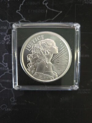2025 1 oz 999 Fine Silver Shield LADY JUSTICE Round Girl BU - Image 1 of 2