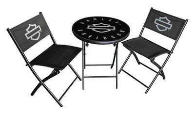 Juego de mesa y silla de bistró plegable Harley-Davidson Open Bar & Shield, negro Foto 1 de 4