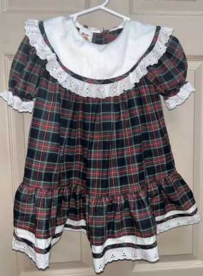 VINTAGE 1980’S WINNIE THE POOH BRAND  WALT DISNEY Plaid DRESS SIZE 4 - Image 1 of 4