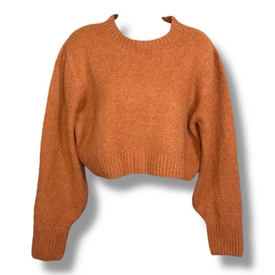 Suéter Recortado Grande Doble Cero Naranja Tejido Manga Larga Acogedor Otoño Invierno Foto 1 de 4