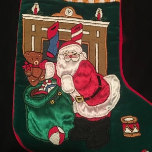 Weihnachtsstrumpf Applikation Weihnachtsmann mit Spielzeugsack - Bild 1 von 8