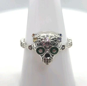 🩷 Anillo Ajustable Colorido Hueso Calavera Esqueleto Genuino Plata S925 🩷 - Imagen 1 de 8