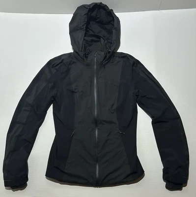 Chaqueta Lululemon Raindrop Cremallera Completa Ajustada Atlética Negra Talla Pequeña Capucha Ventilada Foto 1 de 4