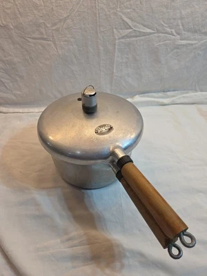 National Presto 4 Quart Pressure Cooker with Wood Handles Vintage - Image 1 of 4