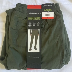 Pantalones de mujer Eddie Bauer talla 8 verde forrados en vellón pull-on repeler tormentas senderismo. Nuevos - Imagen 1 de 3