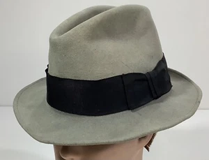 Vintage Royal Stetson Gray Felt Fedora Fitted Hat USA Western Rockabilly Madmen - Picture 1 of 8