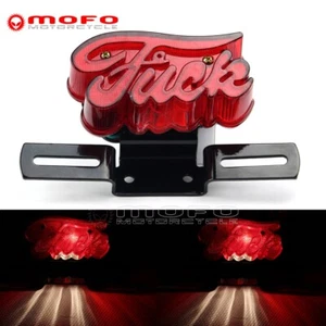 F uck Style LED Rear Brake Tail Light Mount For Harley Chopper Bobber Custom - Foto 1 di 12