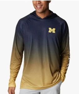 Columbia Mens Super Terminal Tackle Hoodie UM-Collegiate Navy Gradient, Small - Picture 1 of 5