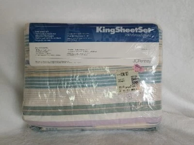 Vintage JC Penney Southwest King Sheet Set Permanent Press Percale NOS 4 piece - Image 1 of 4