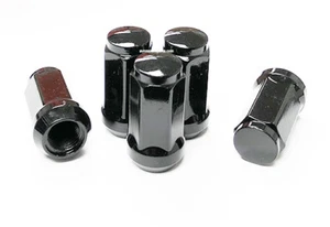 (5) 9/16 XL BULGE ACORN 1.75 TALL PREMIUM BLACK LUG NUTS FORD DODGE DURANGO RAM - Picture 1 of 3