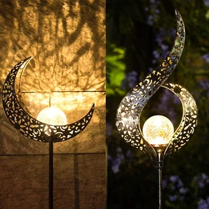 Outdoor Solar Lights Garden Crackle Glass Globe Stake Lights,Waterproof LED Ligh - Picture 1 of 9