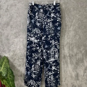 Chico’s Pants Travel Novelty Print Pull On Elastic Waist US Size 4 navy/ white - Picture 1 of 14