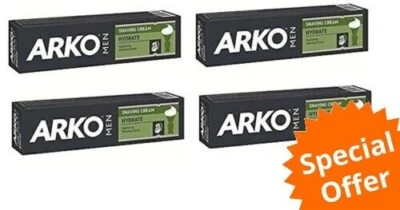 4 x ARKO FOR MEN Hydrate SHAVING CREAM REFRESHING HYDRATING 100ML