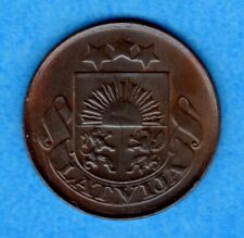 Latvia 1922 2 Two Santims Coin KM #2 - EF 