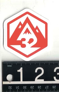 THIRTYTWO SNOWBOARD STICKER 32 Snowboarding 2.5 in x 2.75 in Orange/White Decal