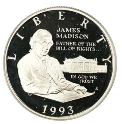 1993-S  MADISON  Commemorative Half Dollar  PCGS PR69DCAM - Image 1 of 3