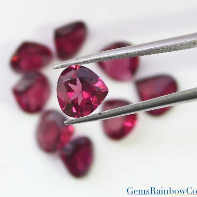 Corazón Natural Frambuesa Rojo Rodolita Granate Facetado 6 mm a 8 mm Calidad AAA Foto 1 de 4