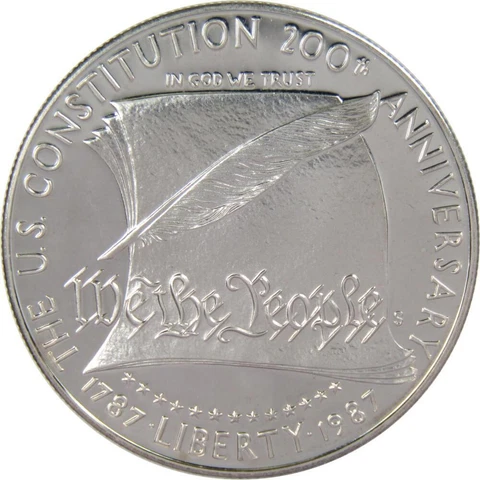 U.S. Constitution Commemorative 1987 S 90% Silver Dollar Proof $1 Coin Cover