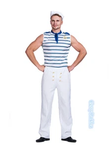 H-K3-4 Hombres Hombre Marinero Francés Militar Marina Uniforme Vestido Elegante Disfraz - Imagen 1 de 7